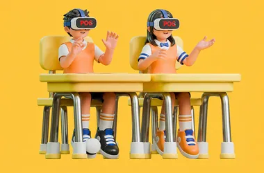 Kids with VR headsets